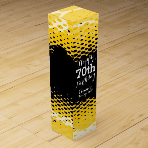 Happy 70th Birthday yellow wine box