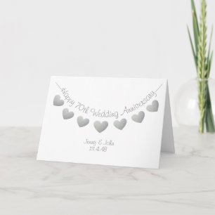 Happy 70th Wedding Anniversary Platinum hearts Card