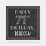 [ Thumbnail: Happy 71st Birthday; Art Deco Style; Custom Name Napkins ]