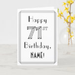 [ Thumbnail: Happy 71st Birthday, Art Deco Style W/ Custom Name Card ]