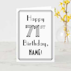 Happy 71st Birthday, Art Deco Style w/ Custom Name Card