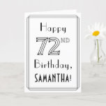 [ Thumbnail: Happy 72nd Birthday, Art Deco Style W/ Custom Name Card ]