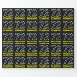 [ Thumbnail: Happy 72nd Birthday, Fun Colorful Stars Pattern 72 Wrapping Paper ]