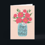 Happy 73rd Birthday Sister w/ Mason Jar of Flowers Card<br><div class="desc">A mason jar filled with a gorgeous bunch of peonies and white flowers with the hand lettered words 'For my sister' on the tag and 'Happy 73rd Birthday' on the mason jar. The perfect birthday card to celebrate your sister's birthday! © Ness Nordberg</div>