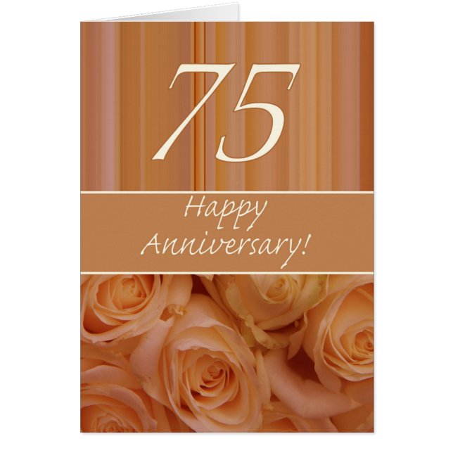 Happy 75th Anniversary roses Cards (Front)