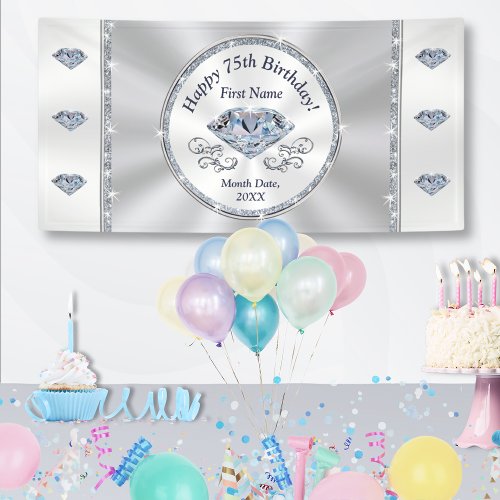 Happy 75th Birthday Banner Personalized Banner