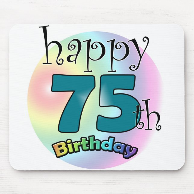 Happy 75th birthday (blauw) mouse pad (Front)