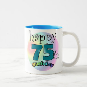 Happy 75th Birthday (Blue) Two-Tone Coffee Mug