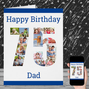 Happy 75th Birthday Dad Big 75 Photo Collage Cards