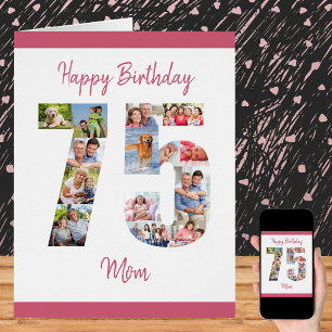 Happy 75th Birthday Daughter Big 75 Photo Collage Cards