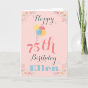 HAPPY 75TH BIRTHDAY FLORAL BIRTHDAY CARD