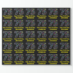 [ Thumbnail: Happy 75th Birthday, Fun Colorful Stars Pattern 75 Wrapping Paper ]