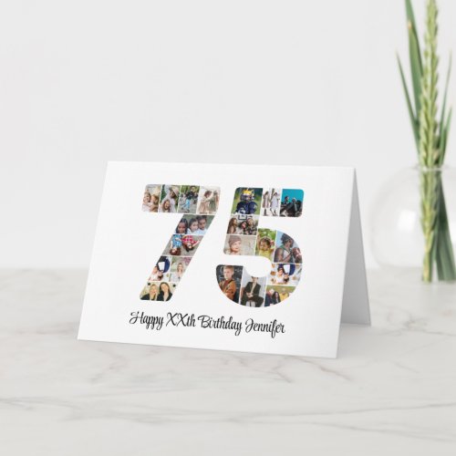 Happy 75th Birthday Number 75 Custom Photo Collage Card