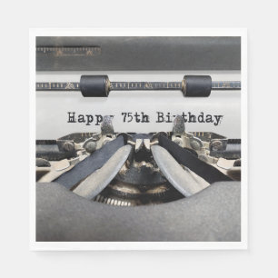 Happy 75th Birthday Retro Typewriter Napkins