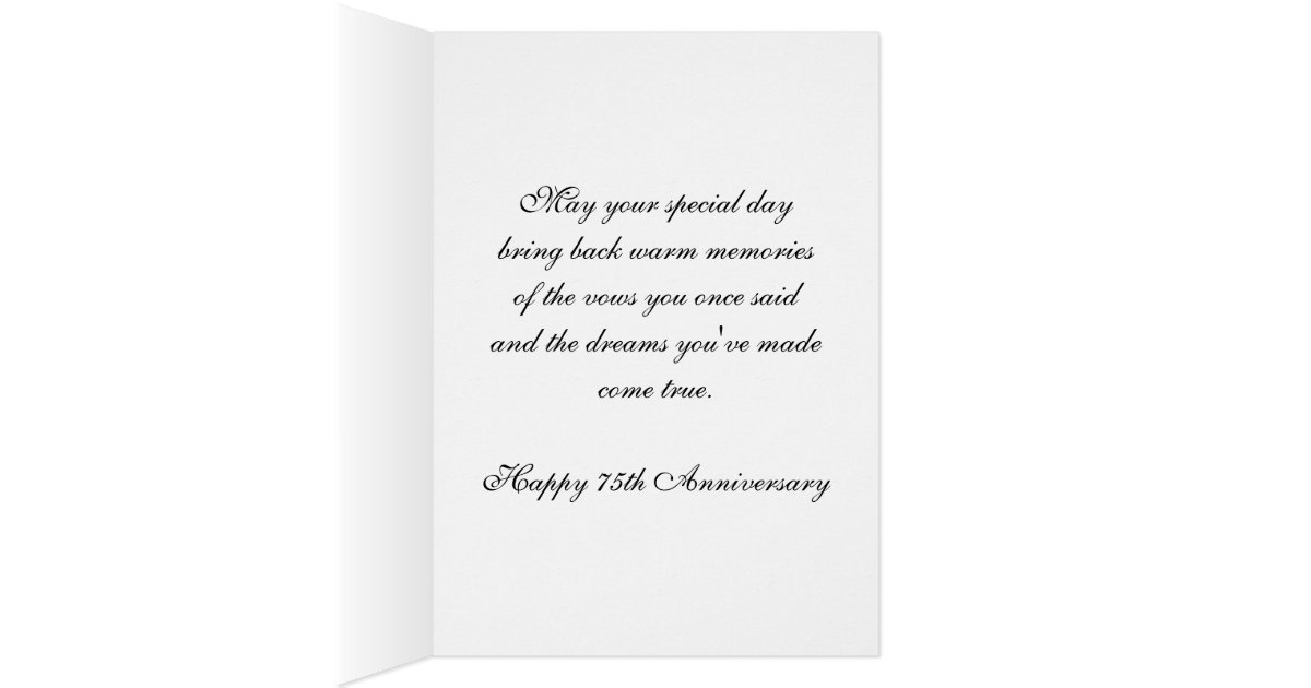 Happy 75th Wedding Anniversary Card White Rose Zazzle