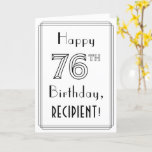 [ Thumbnail: Happy 76th Birthday, Art Deco Style W/ Custom Name Card ]