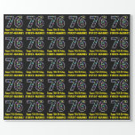 [ Thumbnail: Happy 76th Birthday, Fun Colorful Stars Pattern 76 Wrapping Paper ]