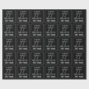 HAPPY 77TH BIRTHDAY; Art Deco Style w/ Custom Name Wrapping Paper