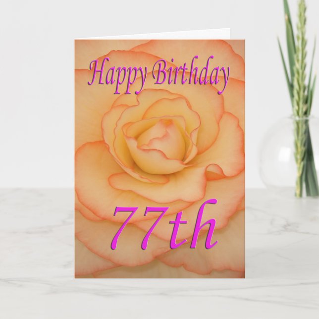 Happy 77th Birthday Flower Card (Front)