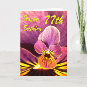 Happy 77th Birthday Flower Pansy Card