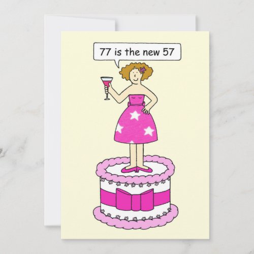 Happy 77th Birthday for Her 77 is the new 57 Thank You Card