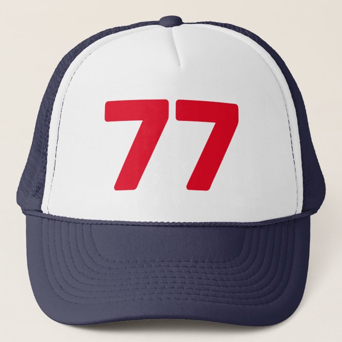 Happy 77th Birthday party trucker hat with age | Zazzle.com