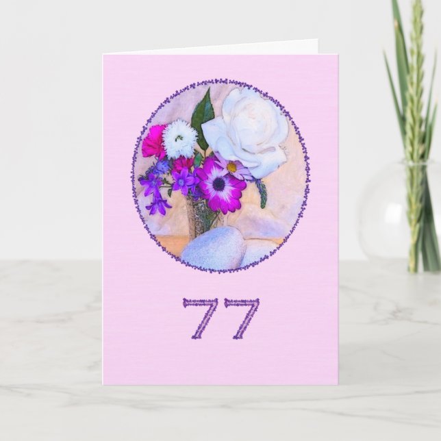 Happy 77th birthday with a flower painting card (Front)