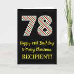 [ Thumbnail: Happy 78th Birthday & Merry Christmas, Custom Name Card ]