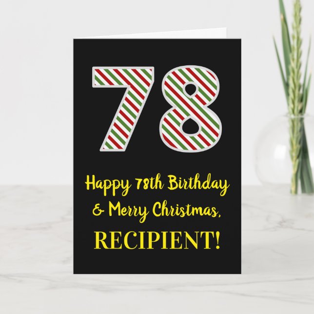 Happy 78th Birthday & Merry Christmas, Custom Name Card (Front)