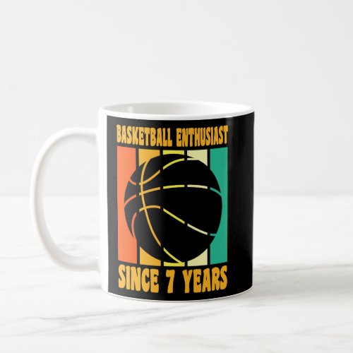 Happy 7 Birthday 7 Year Old Retro Basketball 7th B Coffee Mug