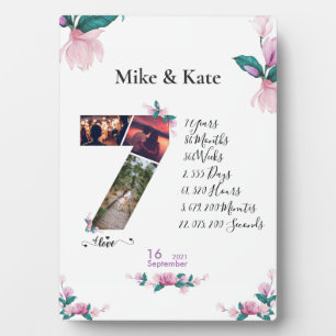 Happy 7th Anniversary ,Custom Photo collage, Count Plaque