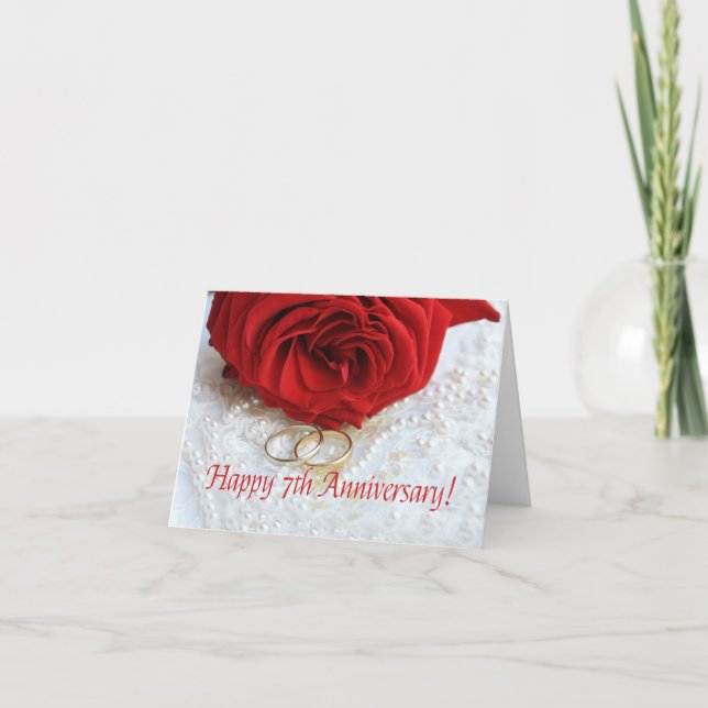 Happy 7th Anniversary roses Card (Front)