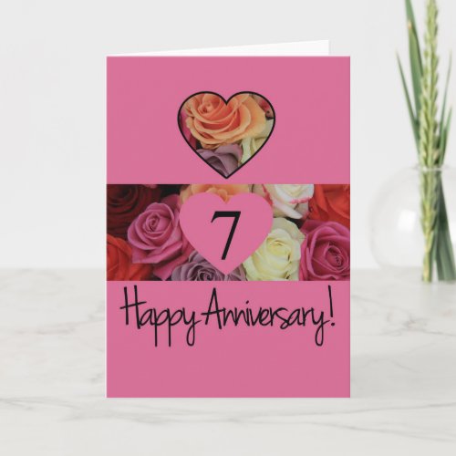 Happy 7th Anniversary roses Card