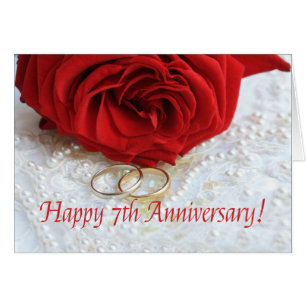 Happy 7th Anniversary roses Cards