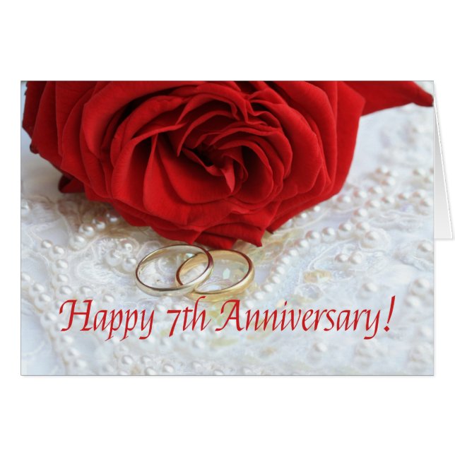 Happy 7th Anniversary roses Cards (Front Horizontal)