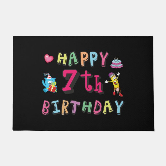 Happy 7th Birthday. 7 year old. Doormat (Front)
