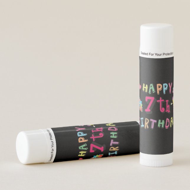 Happy 7th Birthday. 7 year old. Lip Balm (Front)