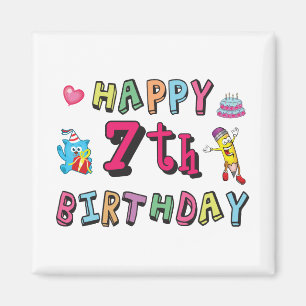 Happy 7th Birthday. 7 year old. Magnet