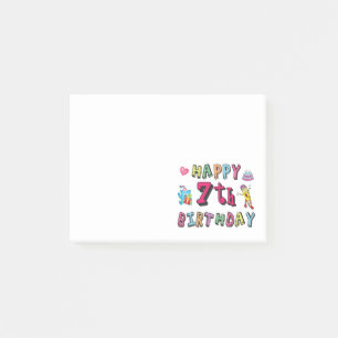 Happy 7th Birthday. 7 year old. Post-it Notes