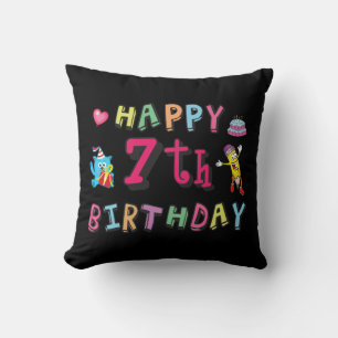 Happy 7th Birthday. 7 year old. Throw Pillow