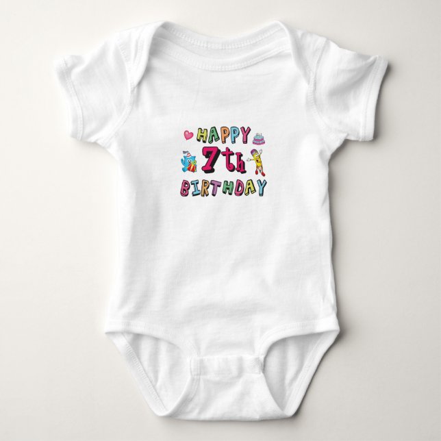 Happy 7th Birthday 7 year old wishes Baby Bodysuit (Front)