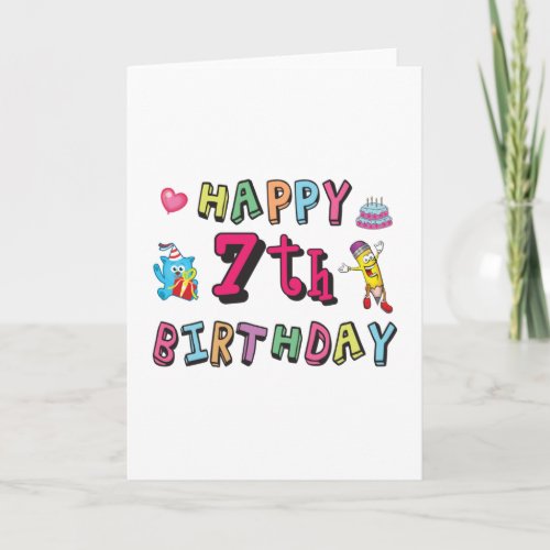 Happy 7th Birthday 7 year old wishes Card