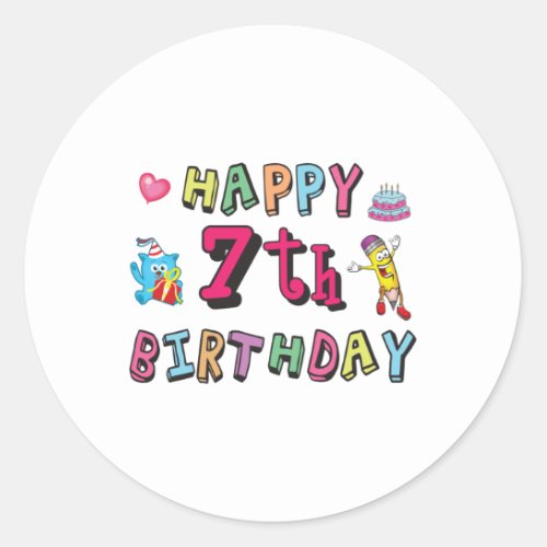 Happy 7th Birthday 7 year old wishes Classic Round Sticker