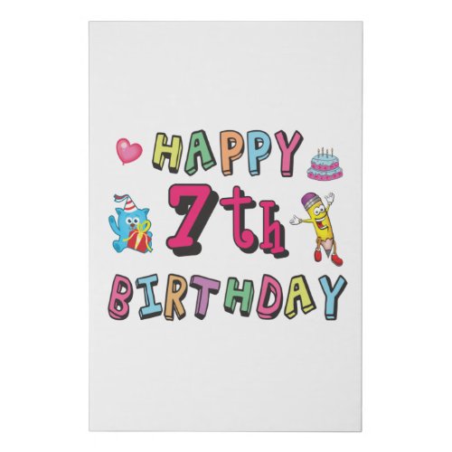 Happy 7th Birthday 7 year old wishes Faux Canvas Print
