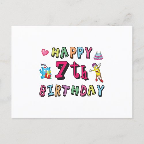 Happy 7th Birthday 7 year old wishes Postcard