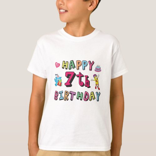 Happy 7th Birthday 7 year old wishes T_Shirt