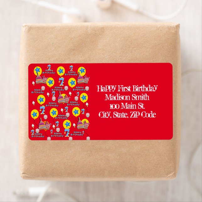 Happy 7th Birthday Address Labels, Red Label (Insitu)