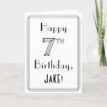 [ Thumbnail: Happy 7th Birthday, Art Deco Style W/ Custom Name Card ]
