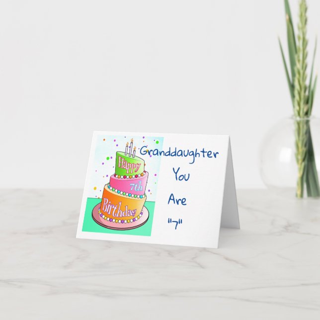 HAPPY **7th** BIRTHDAY **GRANDDAUGHTER** Card (Front)