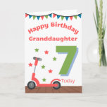 Happy 7th Birthday Granddaughter Card<br><div class="desc">A cute birthday card for your Granddaughter - especially if she likes scooters!</div>